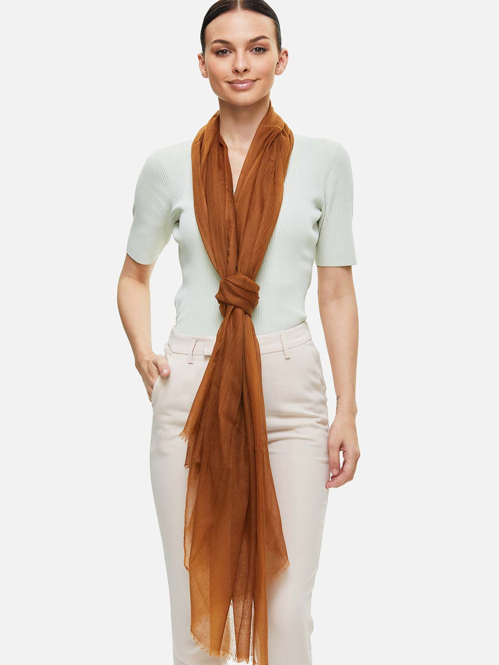 Featherlight Chocolate Cashmere Scarf