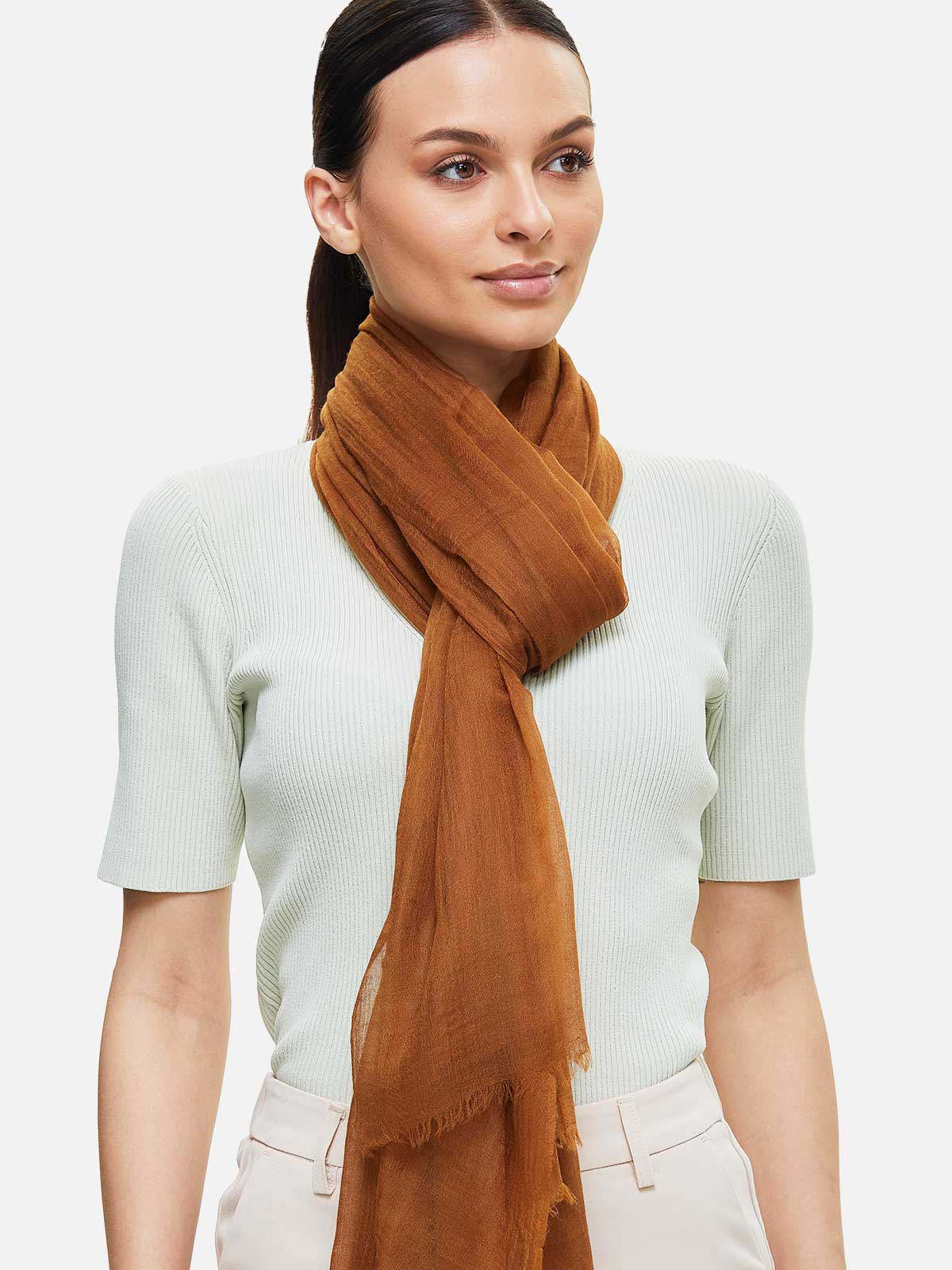 Featherlight Chocolate Cashmere Scarf