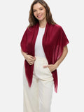 Square - Featherlight Solid Cashmere Scarf - Wine Red