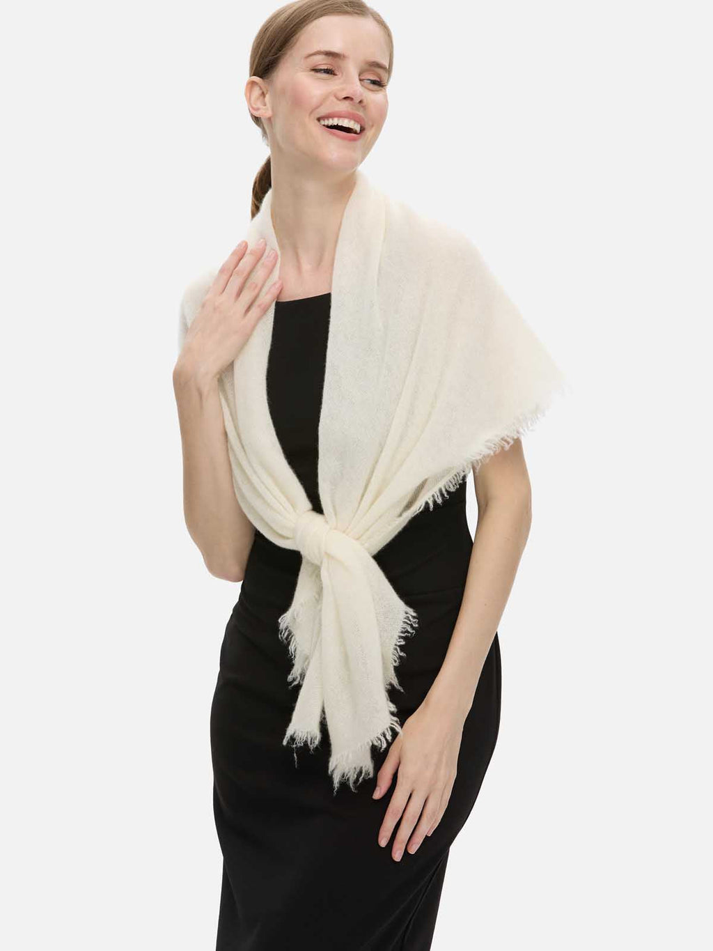 White CloudPuff Cashmere Scarf