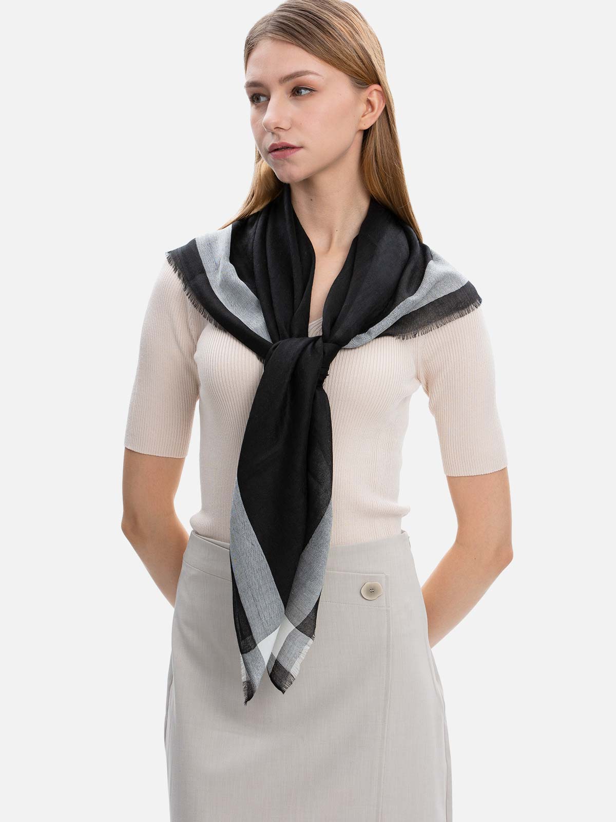 Square - Featherlight Black Cashmere Scarf