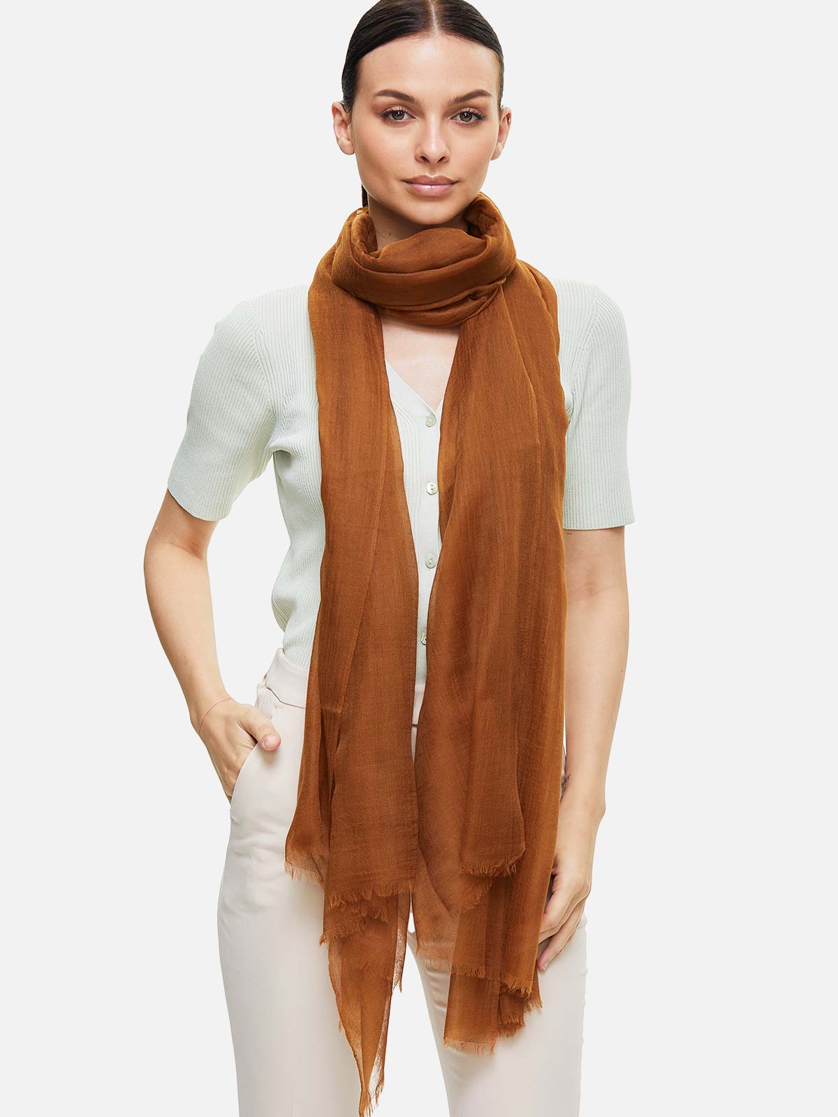 Featherlight Chocolate Cashmere Scarf