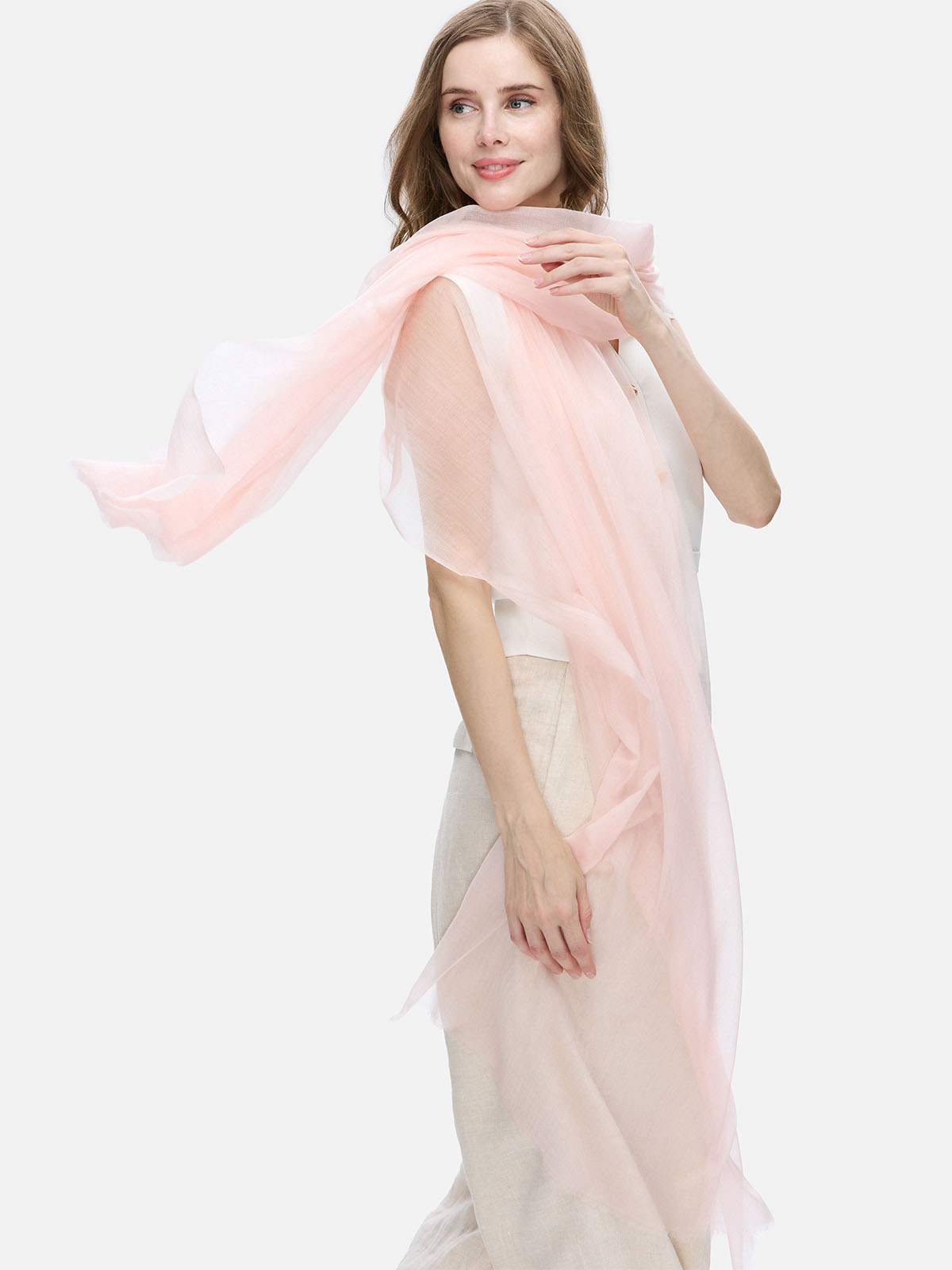 Featherlight Light Pink Cashmere Scarf