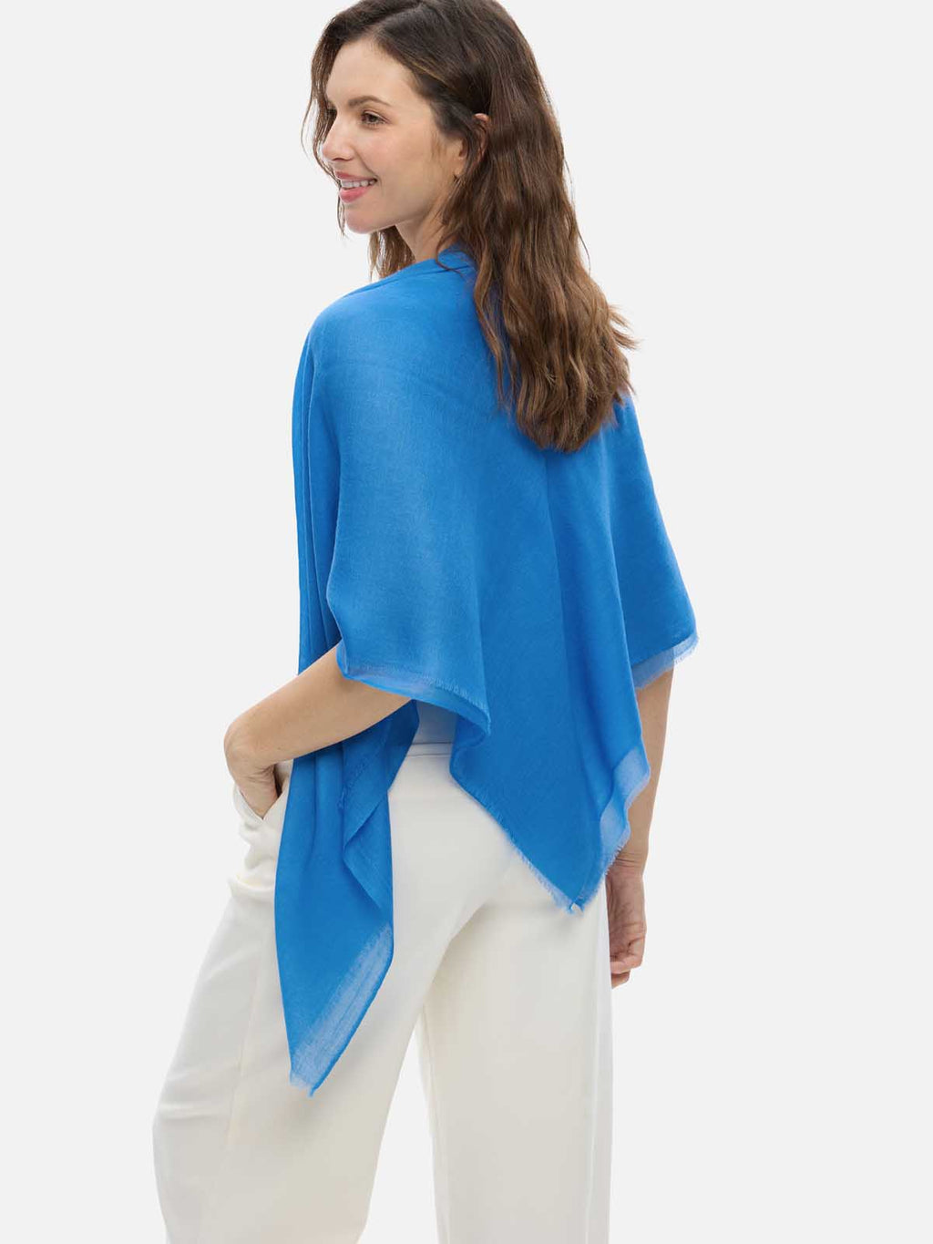 Square - Featherlight Solid Cashmere Scarf - French Blue
