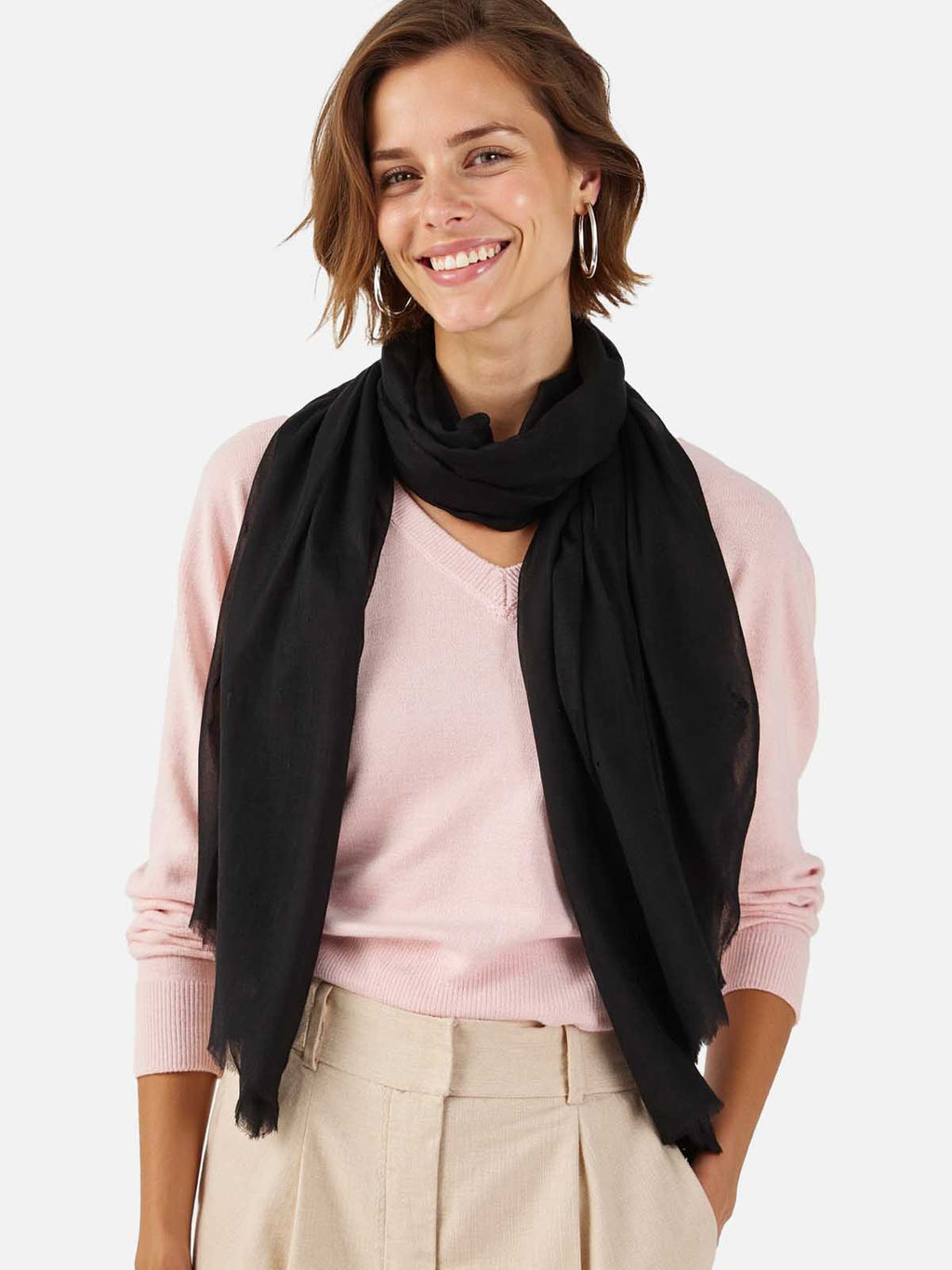 Featherlight Black Cashmere Scarf