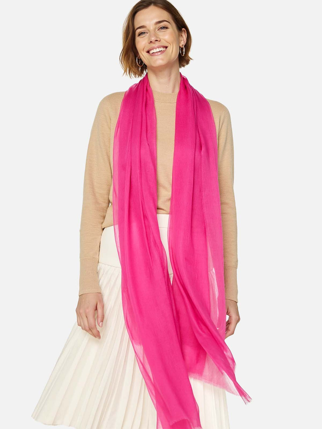 Featherlight Fuchsia Cashmere Scarf