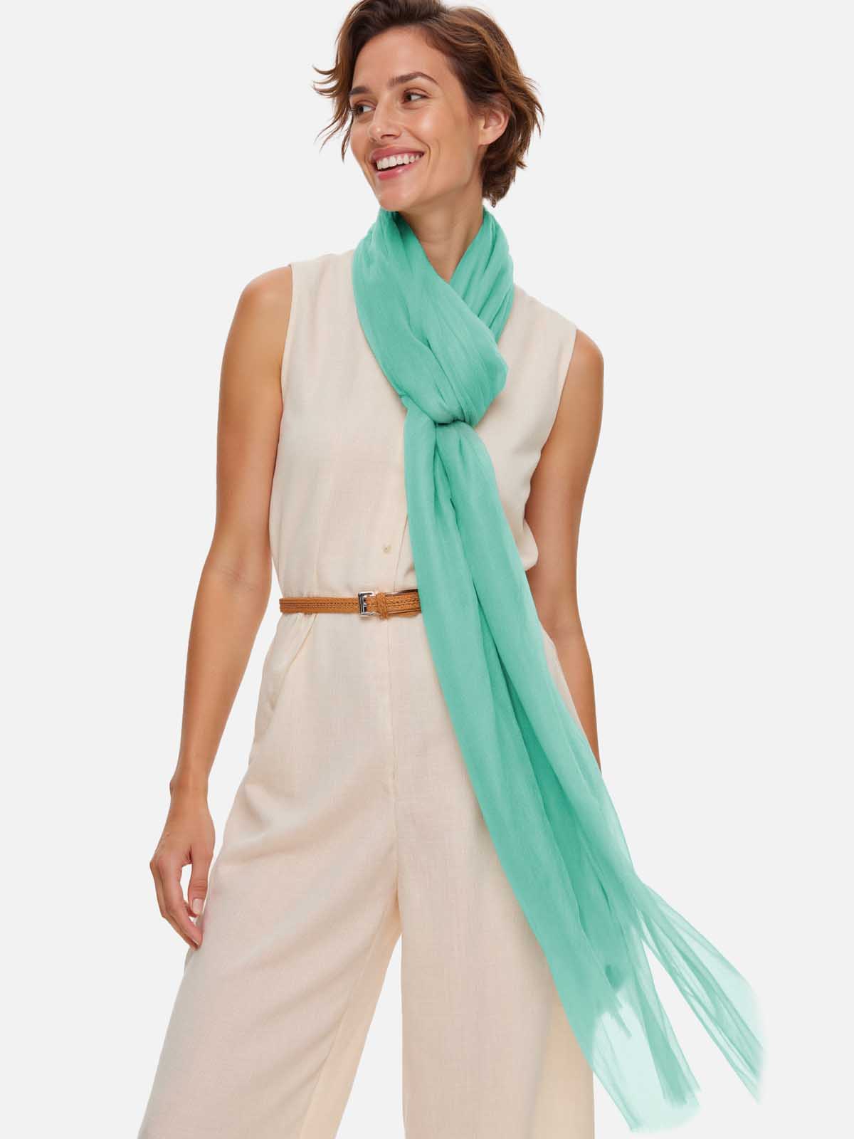 Featherlight Aqua Cashmere Scarf