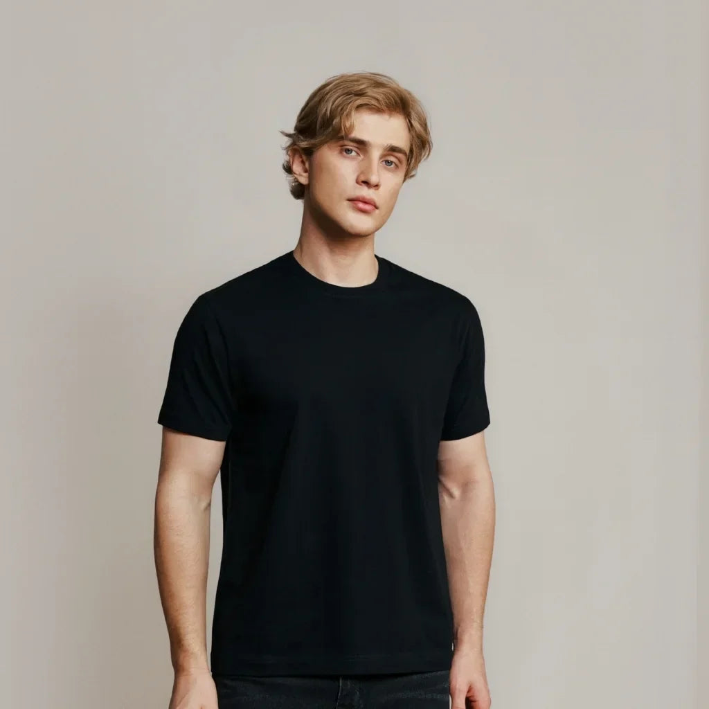 BLACK LOOPWHEELED T-SHIRT 3-PACK