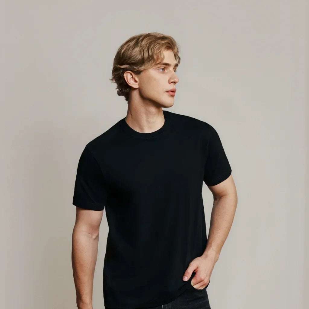 BLACK LOOPWHEELED T-SHIRT