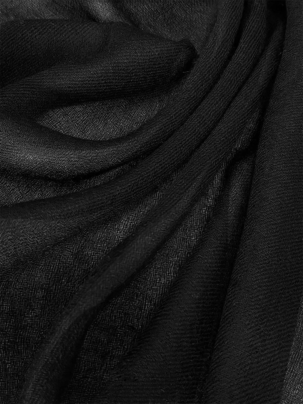 Square - Featherlight Solid Cashmere Scarf - Black