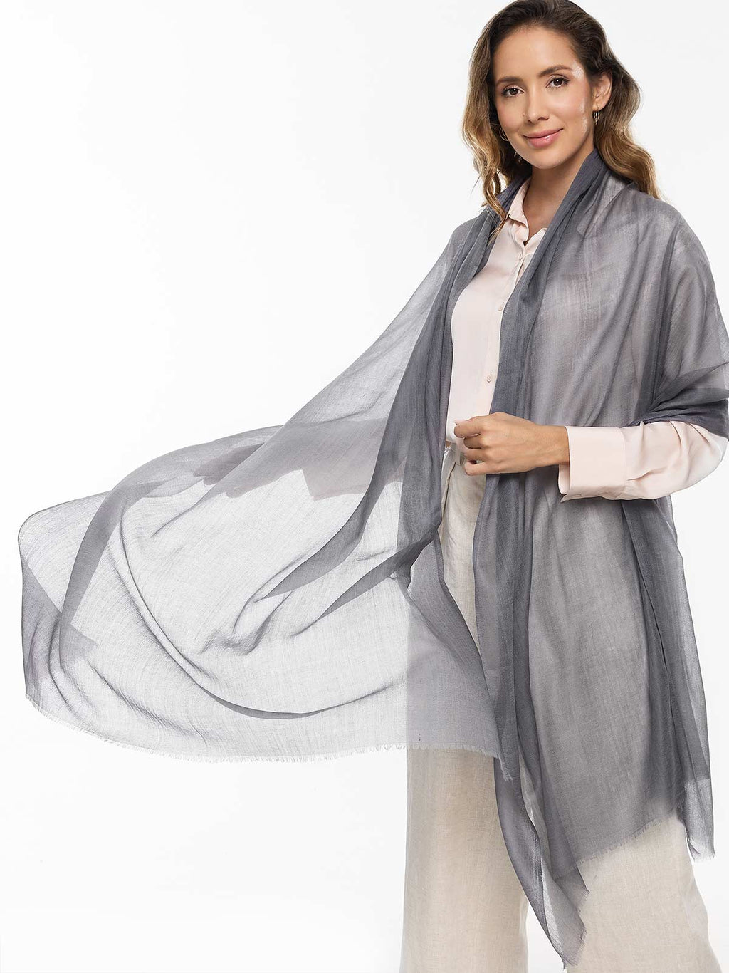 Featherlight Charcoal Gray Cashmere Scarf