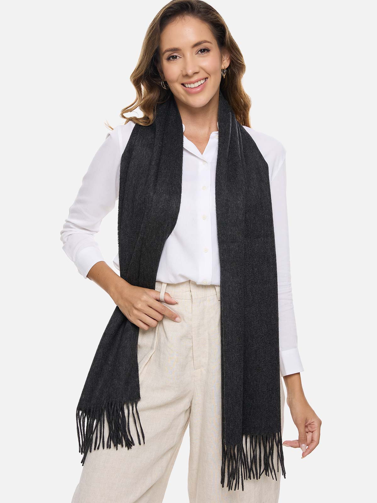 Charcoal Gray Cashmere Scarf