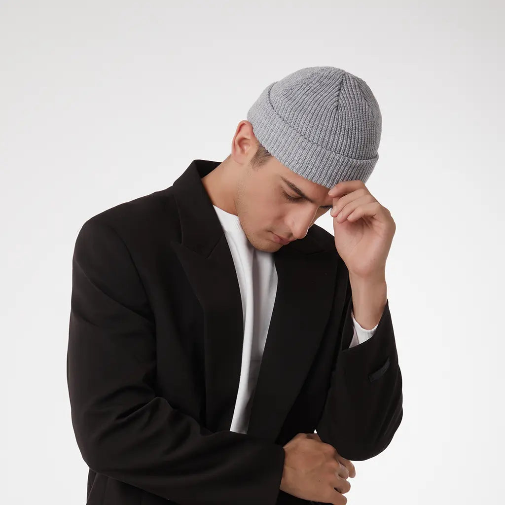 LIGHT GREY FISHERMAN BEANIE