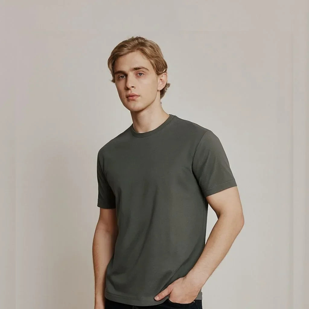 MILITARY GREEN LOOPWHEELED T-SHIRT