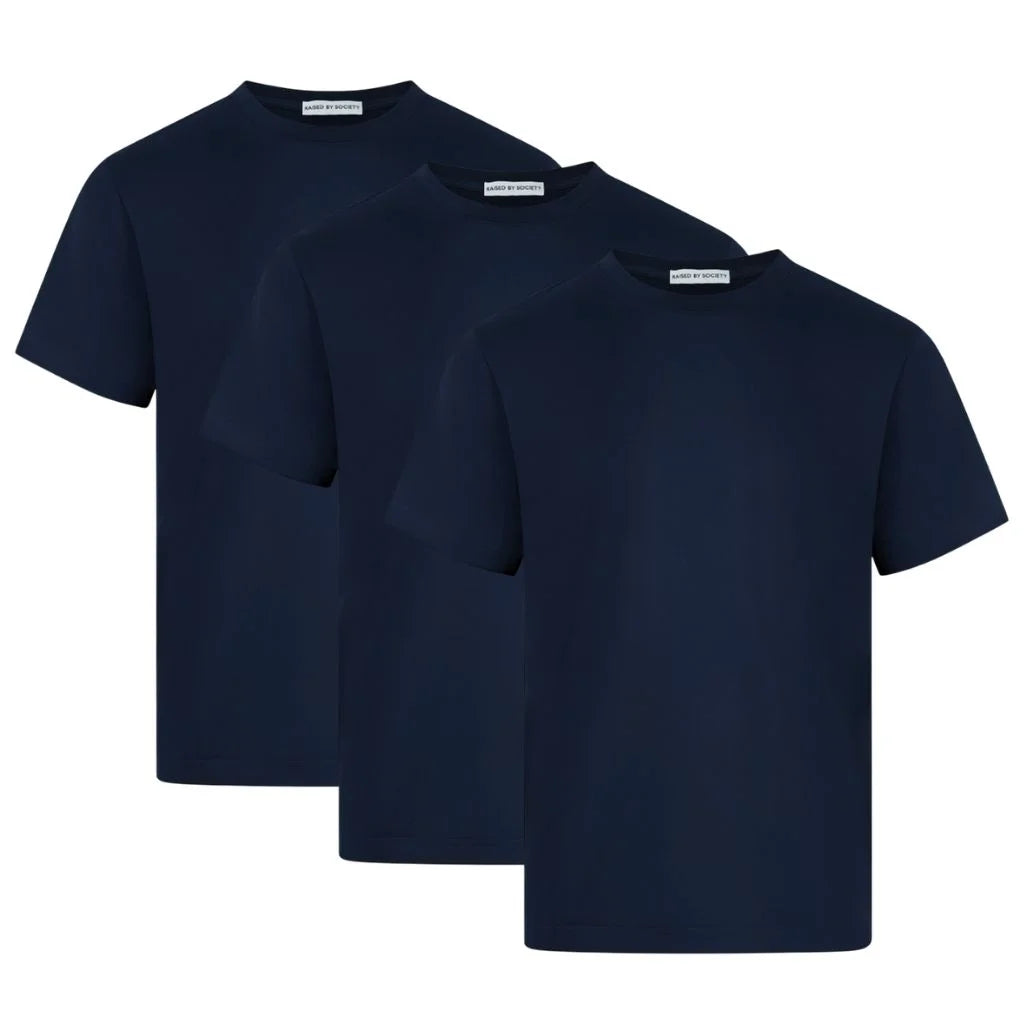 NAVY LOOPWHEELED T-SHIRT 3-PACK