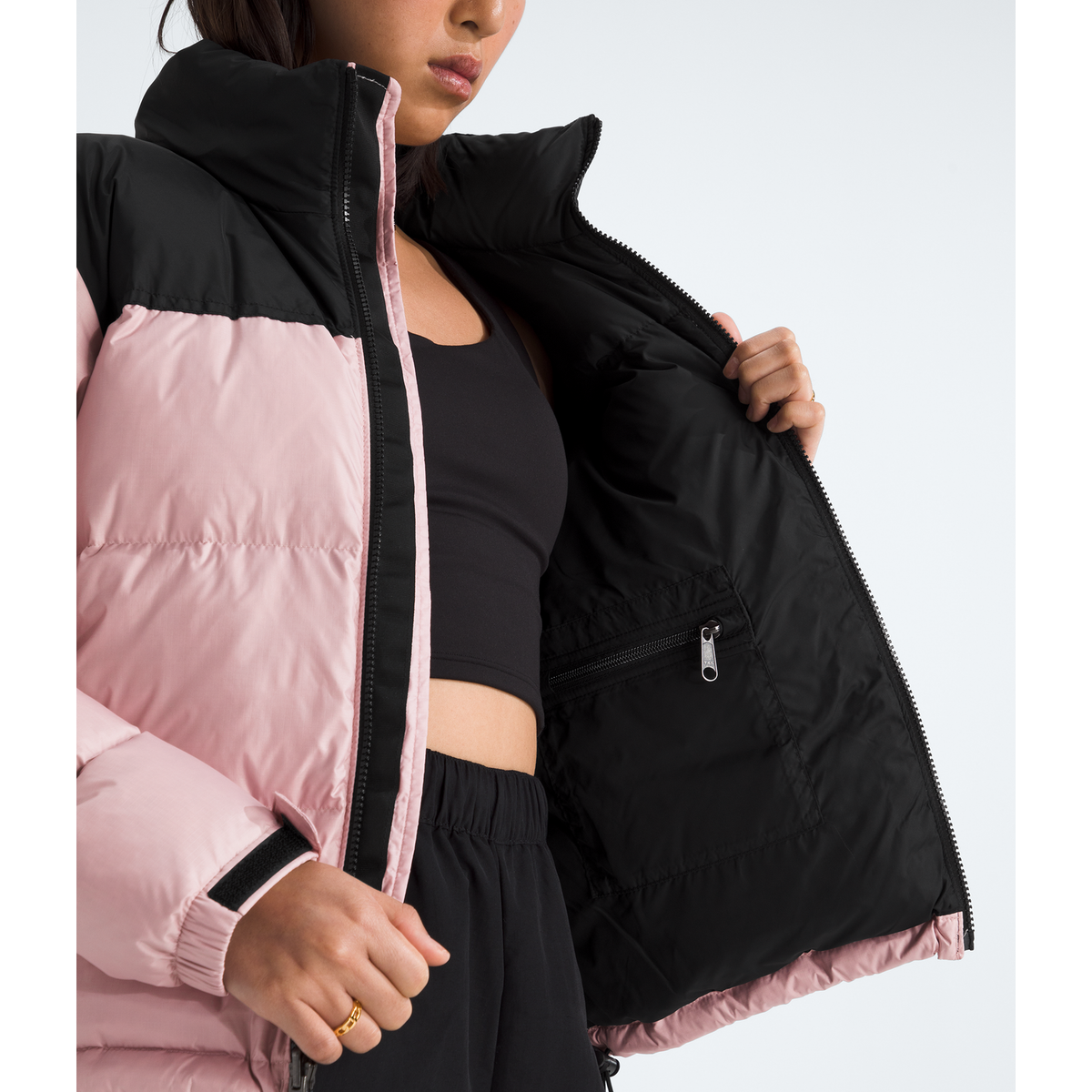 The North Face Women’s 1996 Retro Nuptse Jacket in Metal Pink/TNF Black