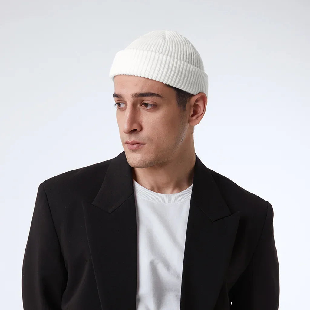 WHITE FISHERMAN BEANIE