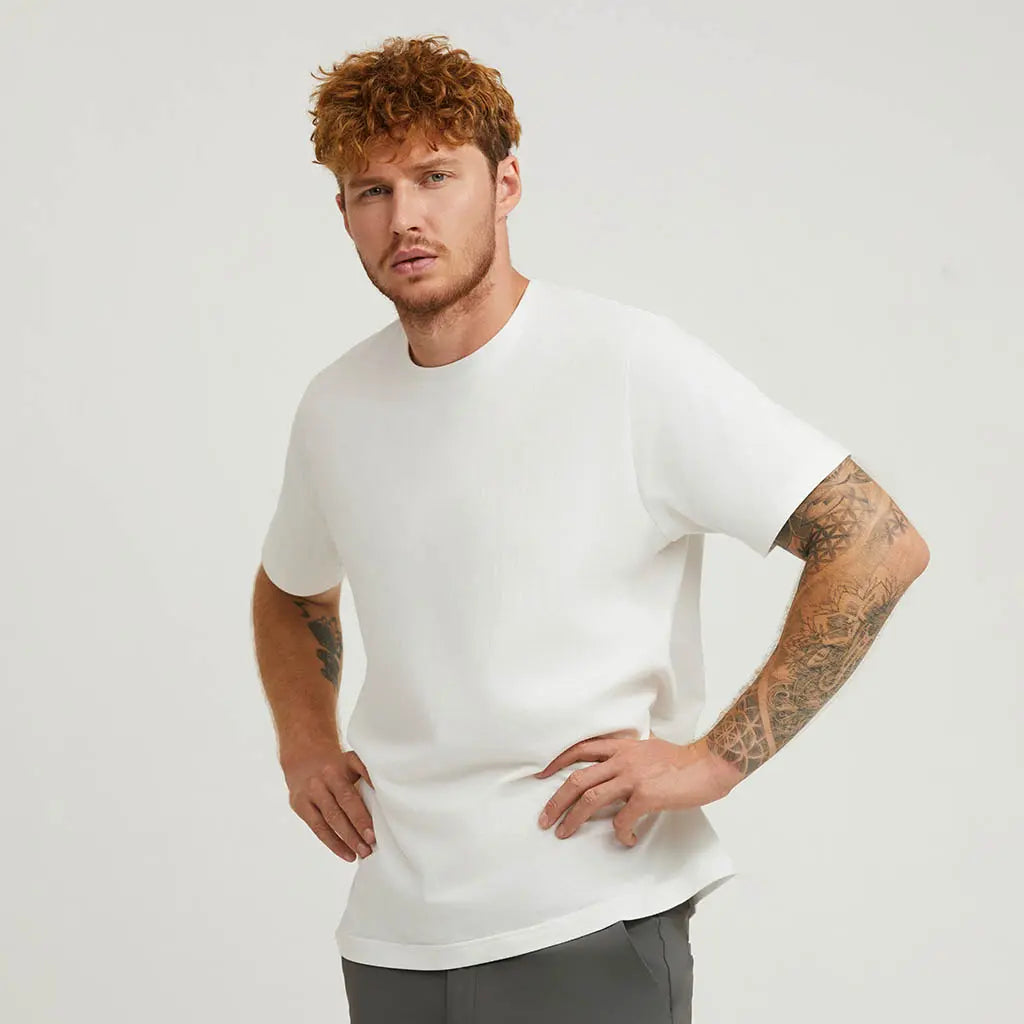 WHITE LOOPWHEELED T-SHIRT 2-PACK