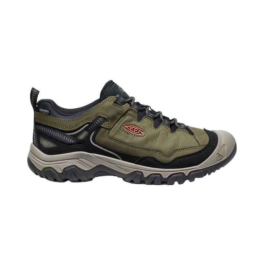 Keen Men's Targhee IV Waterproof HIking Shoe in Dark Olive Gold Flame