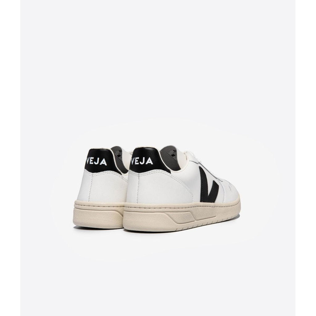 Veja Men's V-10 Leather Sneaker in White Black